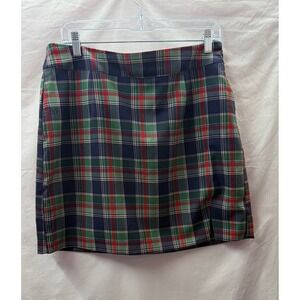Crown & Ivy Sewing Down South Plaid Mini Skirt Navy Green Red Tartan Womens 10